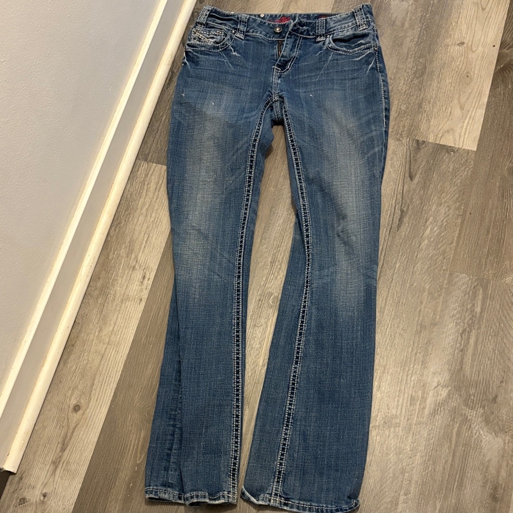 Rock & Roll Cowgirl Dark Blue Boot Cut Jeans Size 28 X 36